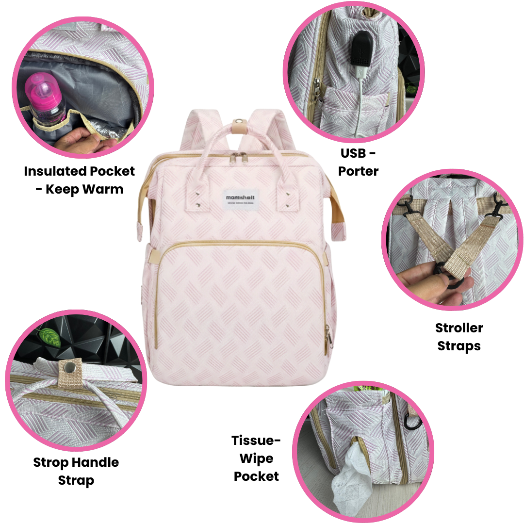Diaper Bag Backpack with Foldable Bassinet & Changing Station