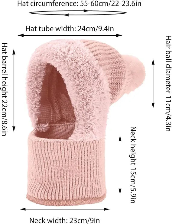 3-in-1 Knitted Winter Hat, Scarf & Face Mask