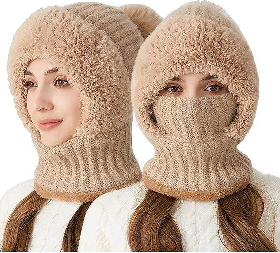 3-in-1 Knitted Winter Hat, Scarf & Face Mask