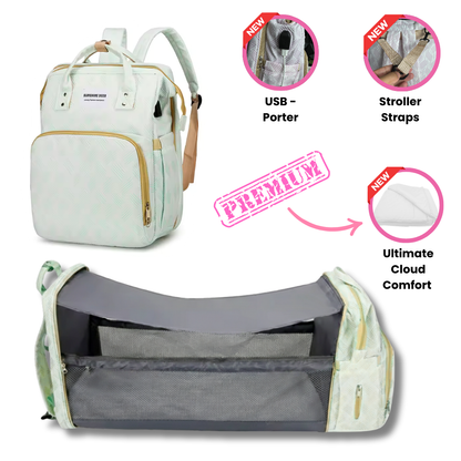 Diaper Bag Backpack with Foldable Bassinet & Changing Station