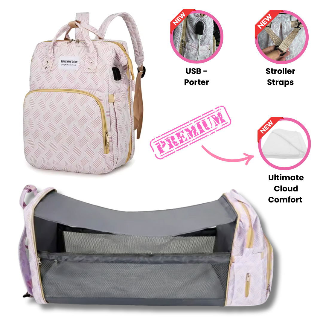 Diaper Bag Backpack with Foldable Bassinet & Changing Station