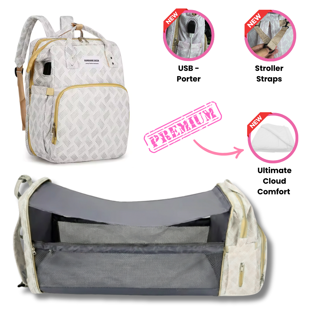 Diaper Bag Backpack with Foldable Bassinet & Changing Station