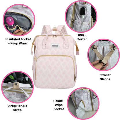 Diaper Bag Backpack with Foldable Bassinet & Changing Station