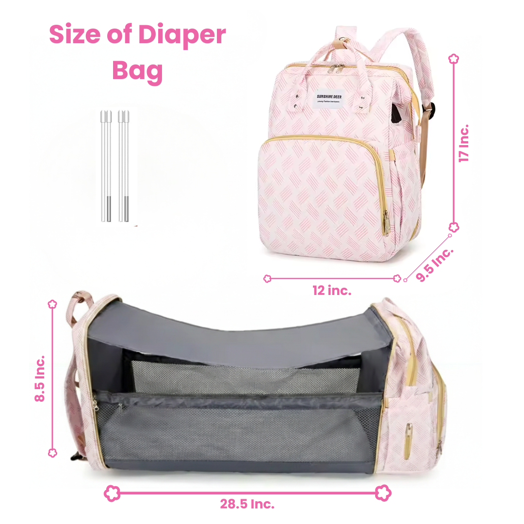 Diaper Bag Backpack with Foldable Bassinet & Changing Station
